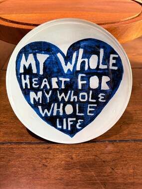 NWT Sugarboo & Co “My Whole Heart” Decoupage Plate 6” Round Blue/White/Gold